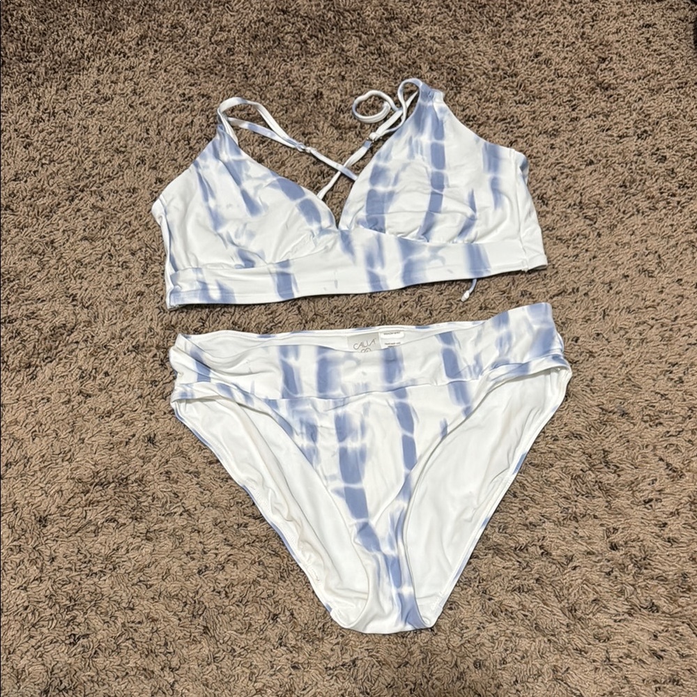 CALIA by Carrie Underwood White and Blue Bikini Set